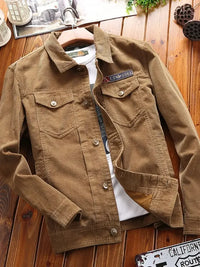 Men's Plus Size Button Up Long Sleeve Jacket