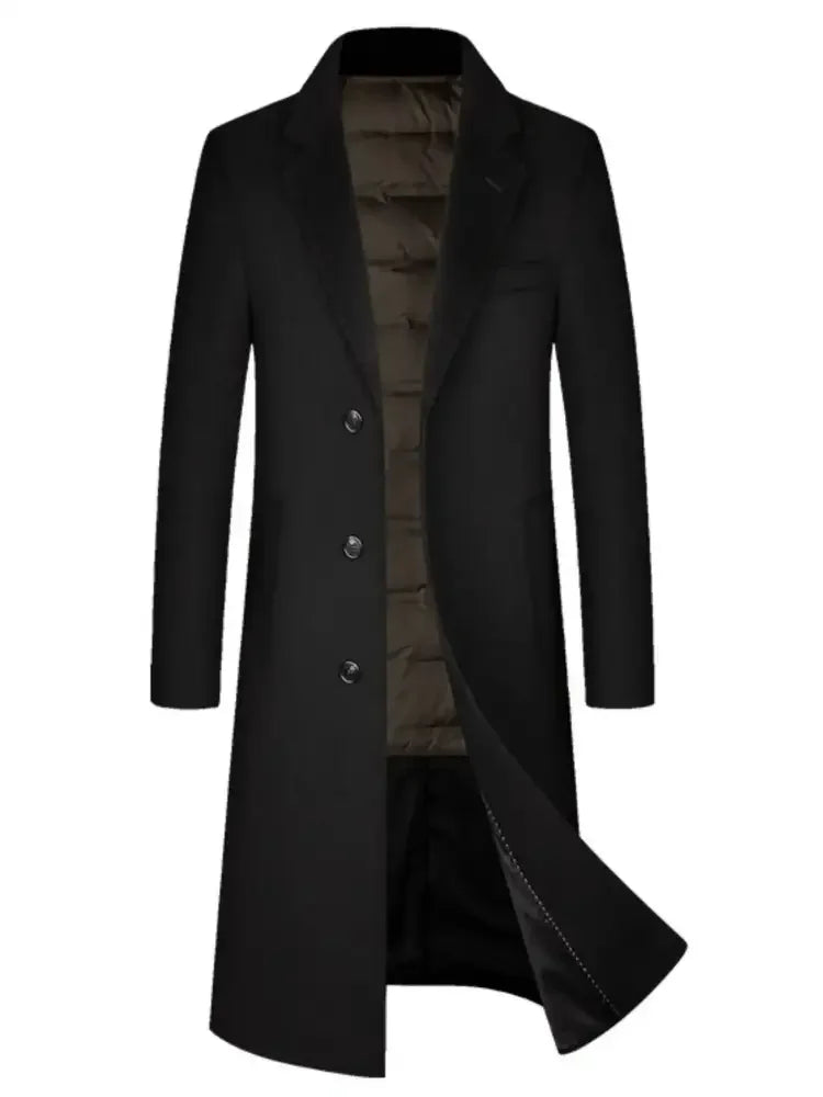 Men's Plus Size Button Up Long Sleeve Longline Coat