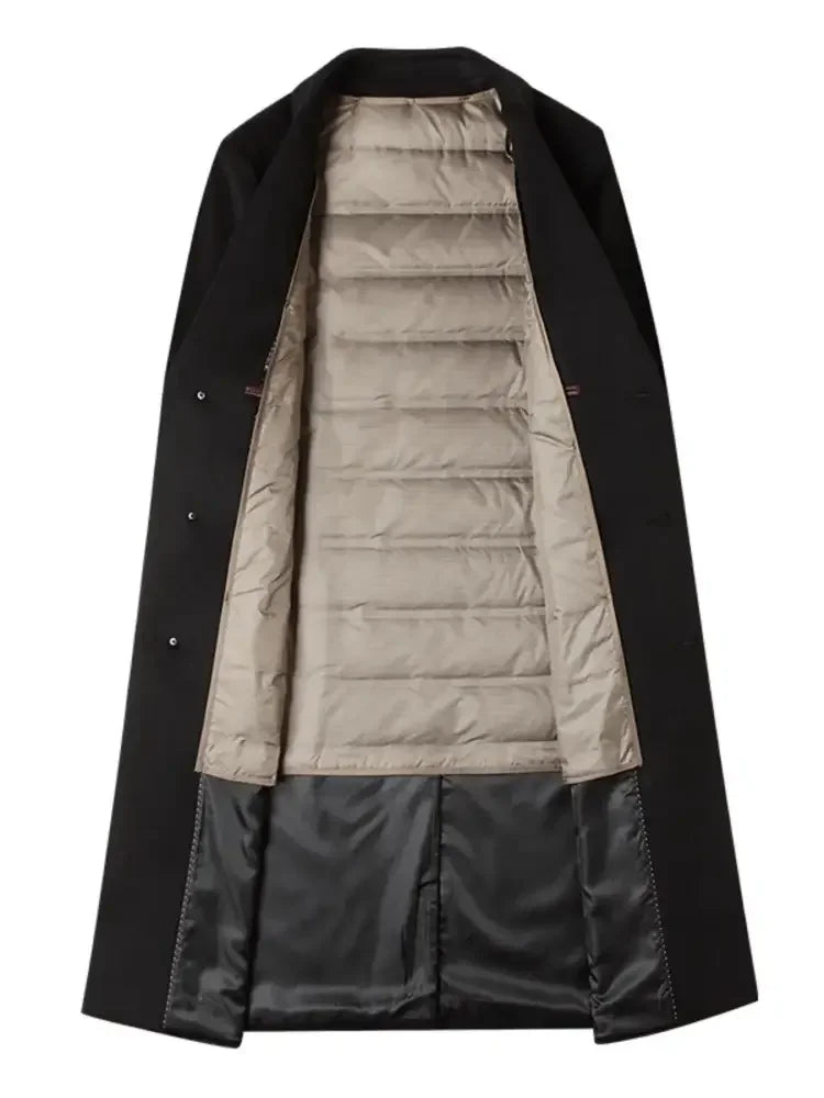 Men's Plus Size Button Up Long Sleeve Longline Coat