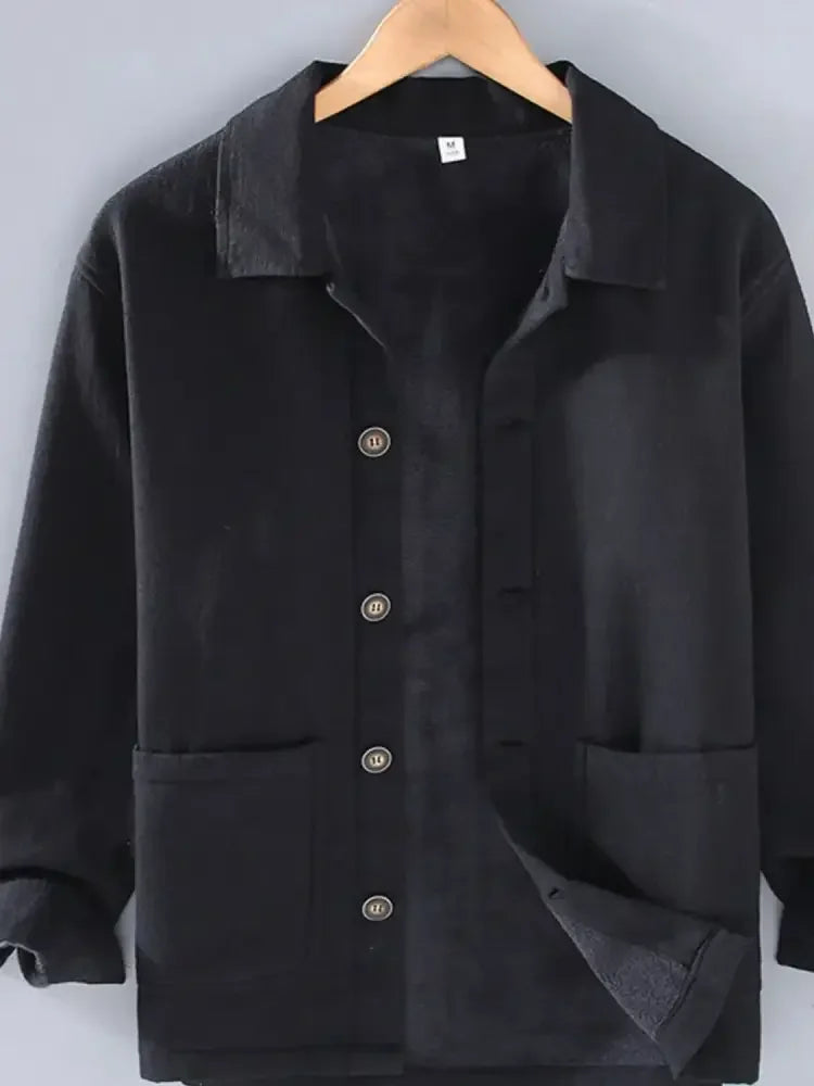 Men's Plus Size Button Up Long Sleeve Shacket