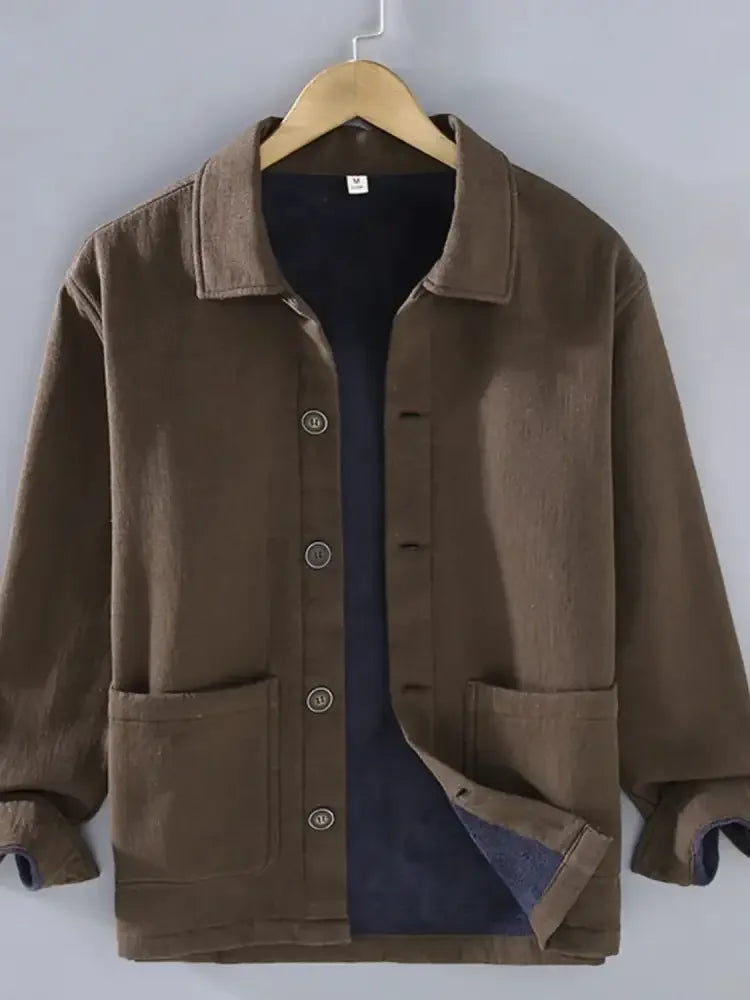 Men's Plus Size Button Up Long Sleeve Shacket