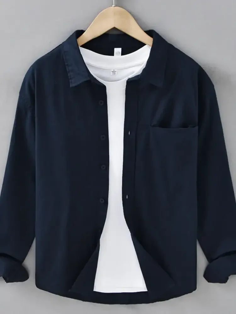 Men's Plus Size Button Up Long Sleeve Shirt