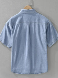 Men's Plus Size Button Up Short Sleeve Denim Shirt