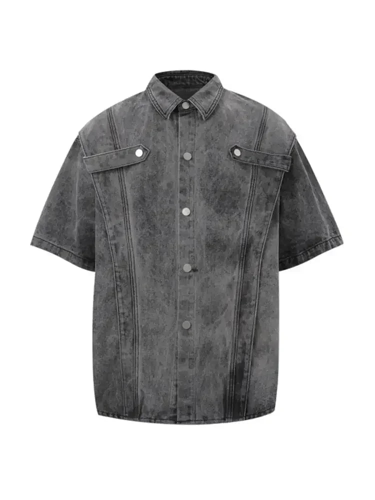 Men's Plus Size Button Up Short Sleeve Denim Shirt - Update AvenueTrendsi100400702596230100400702596230Men's Plus Size Button Up Short Sleeve Denim ShirtDark Gray