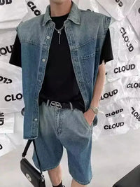 Men's Plus Size Button Up Vest and Shorts Denim Set - Update AvenueTrendsi100400208227863100400208227863Men's Plus Size Button Up Vest and Shorts Denim SetLight Blue