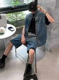 Men's Plus Size Button Up Vest and Shorts Denim Set - Update AvenueTrendsi100400208227863100400208227863Men's Plus Size Button Up Vest and Shorts Denim SetLight Blue