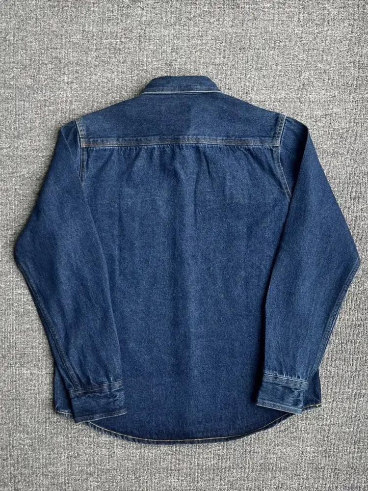 Men's Plus Size Button Up Washed Denim Shirt - Update AvenueTrendsi100400467234846100400467234846Men's Plus Size Button Up Washed Denim ShirtDark Blue