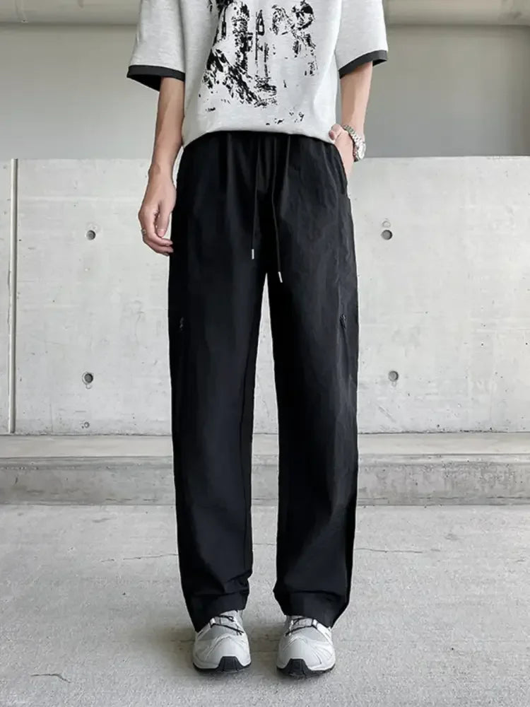 Men's Plus Size Casual Drawstring Wide Leg Pants