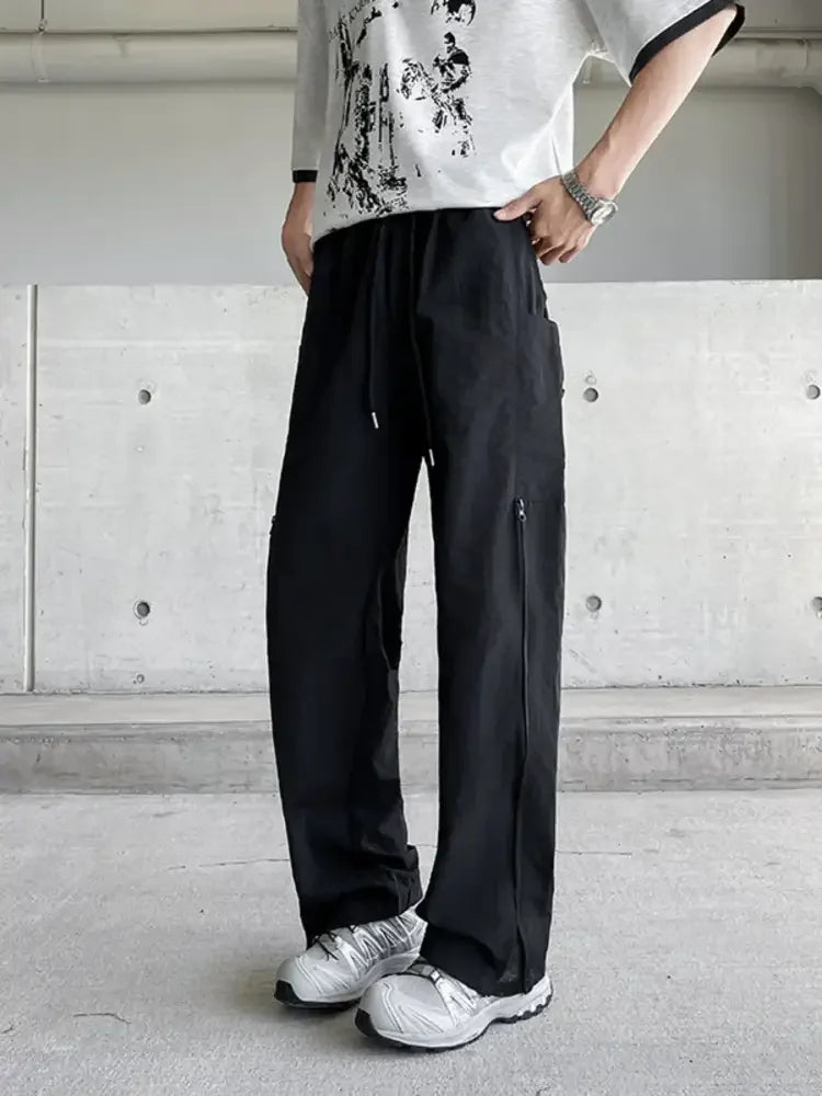 Men's Plus Size Casual Drawstring Wide Leg Pants