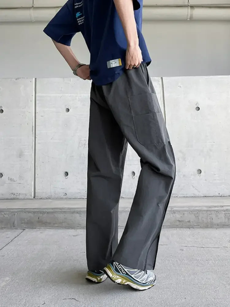Men's Plus Size Casual Drawstring Wide Leg Pants