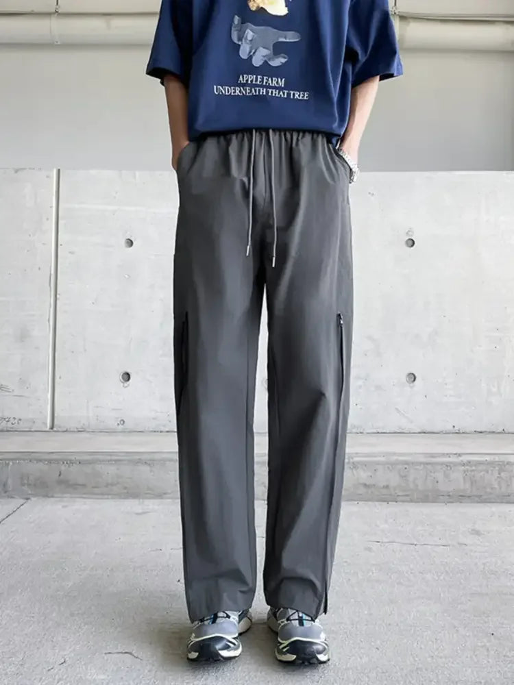 Men's Plus Size Casual Drawstring Wide Leg Pants
