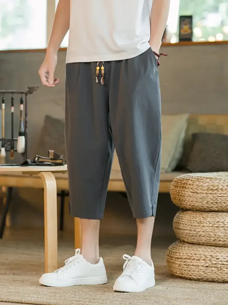 Men's Plus Size Casual Loose Fit Cropped Pants