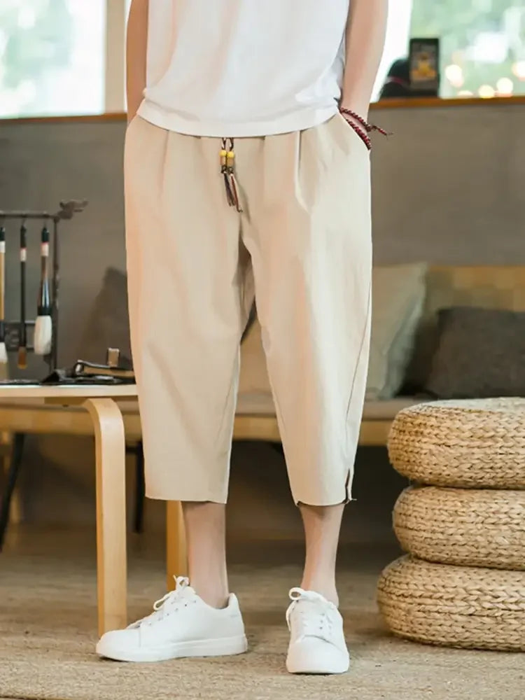 Men's Plus Size Casual Loose Fit Cropped Pants