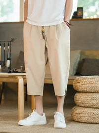 Men's Plus Size Casual Loose Fit Cropped Pants