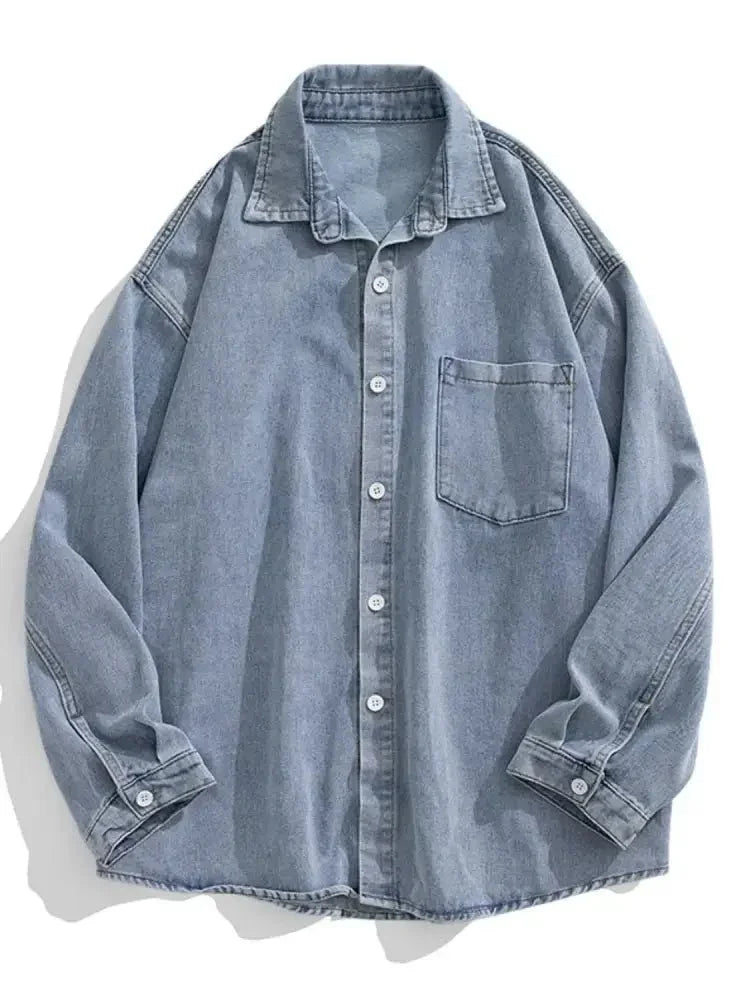 Men's Plus Size Collared Neck Long Sleeve Denim Shirt - Update AvenueTrendsi100400452424143100400452424143Men's Plus Size Collared Neck Long Sleeve Denim ShirtBlack