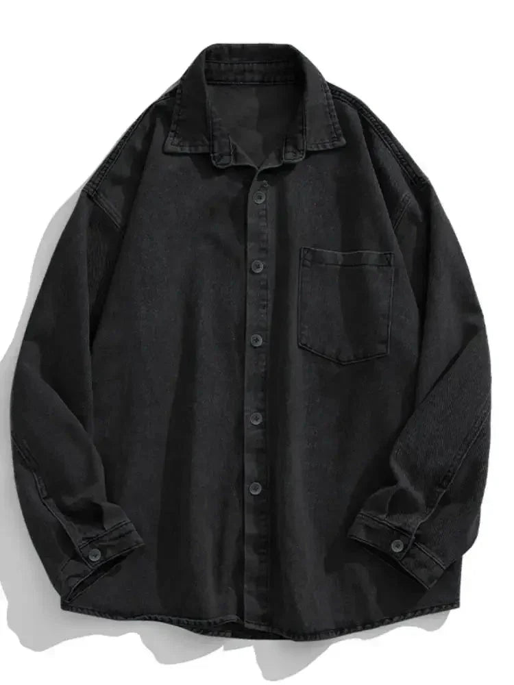 Men's Plus Size Collared Neck Long Sleeve Denim Shirt - Update AvenueTrendsi100400452424143100400452424143Men's Plus Size Collared Neck Long Sleeve Denim ShirtBlack