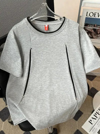 Men's Plus Size Contrast Trim Round Neck Short Sleeve T-Shirt