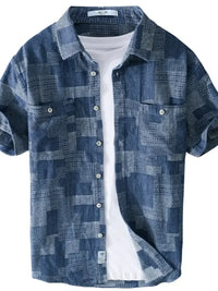 Men's Plus Size Denim Short Sleeve Shirt