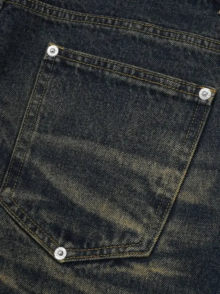 Men's Plus Size Distressed Button Up Short Sleeve Denim Shirt