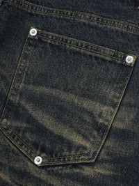 Men's Plus Size Distressed Button Up Short Sleeve Denim Shirt