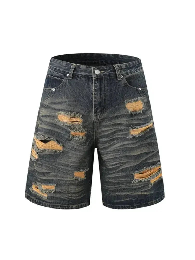 Men's Plus Size Distressed Vintage Denim Shorts - Update AvenueTrendsi100400909693624100400909693624Men's Plus Size Distressed Vintage Denim ShortsFrench Blue