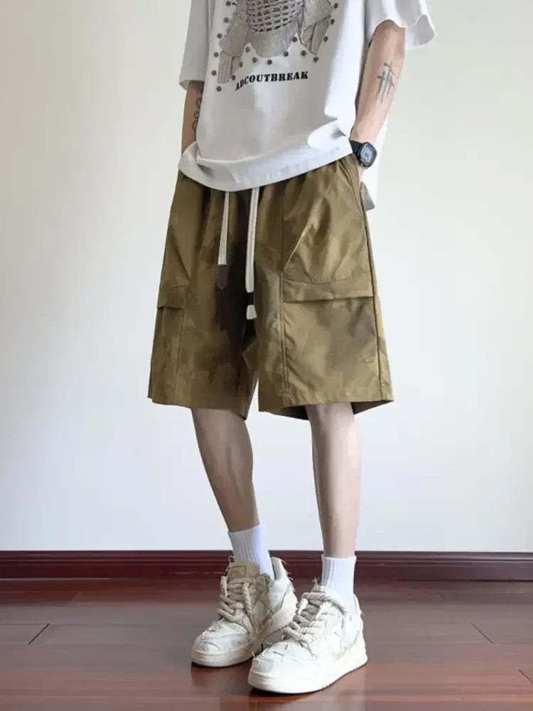Men's Plus Size Drawstring Wide Leg Shorts