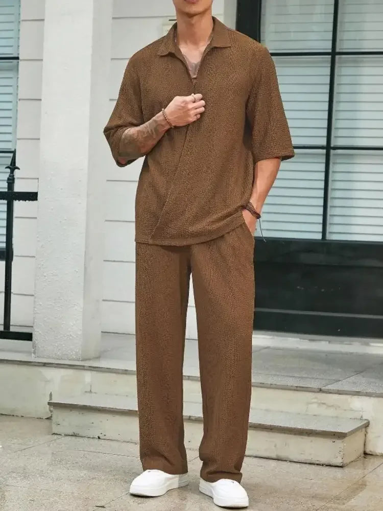 Men's Plus Size Half Sleeve Top and Pants Set