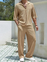 Men's Plus Size Half Sleeve Top and Pants Set