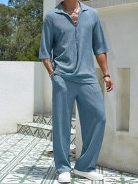 Men's Plus Size Half Sleeve Top and Pants Set