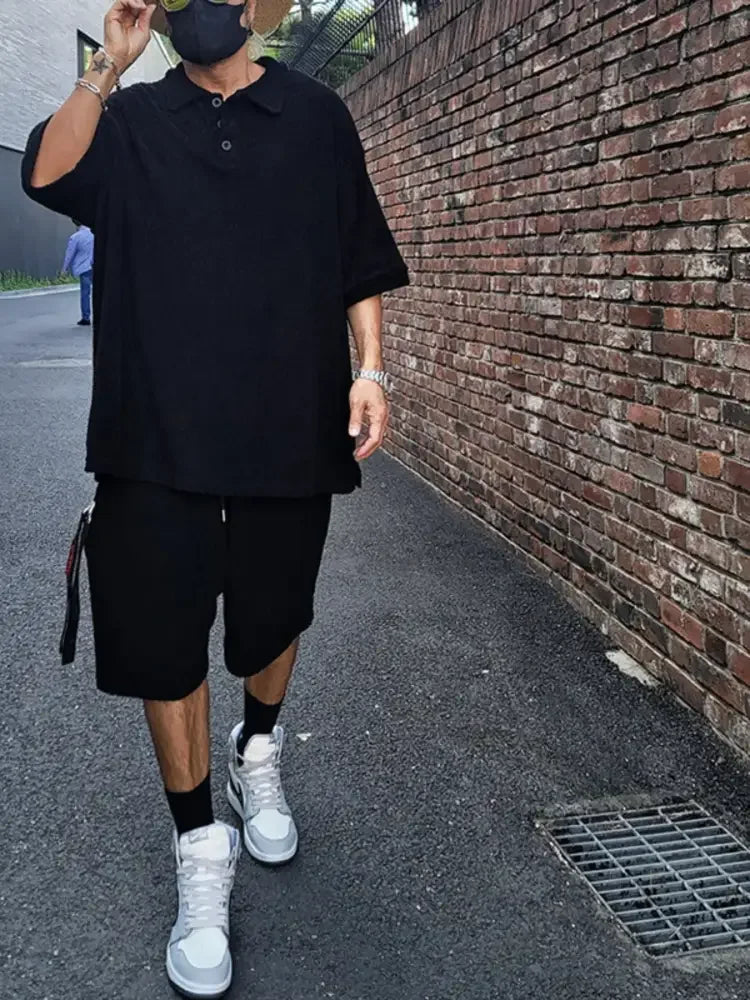 Men's Plus Size Half Sleeve Top and Shorts Set