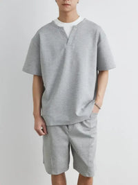 Men's Plus Size Half Sleeve Top and Shorts Set