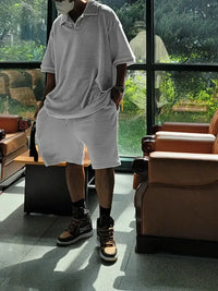 Men's Plus Size Half Sleeve Top and Shorts Set