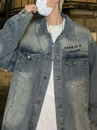 Men's Plus Size Oversized Button Up Washed Denim Jacket