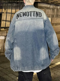 Men's Plus Size Oversized Button Up Washed Denim Jacket