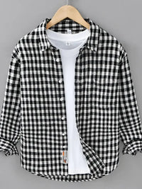 Men's Plus Size Plaid Button Up Long Sleeve Shirt