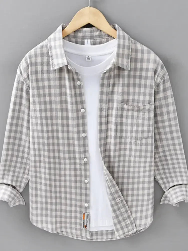 Men's Plus Size Plaid Button Up Long Sleeve Shirt