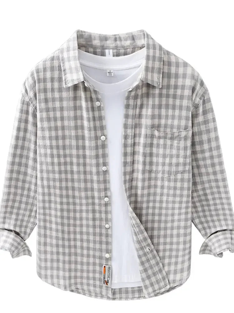 Men's Plus Size Plaid Button Up Long Sleeve Shirt