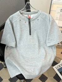 Men's Plus Size Quarter-Zip Short Sleeve T-Shirt
