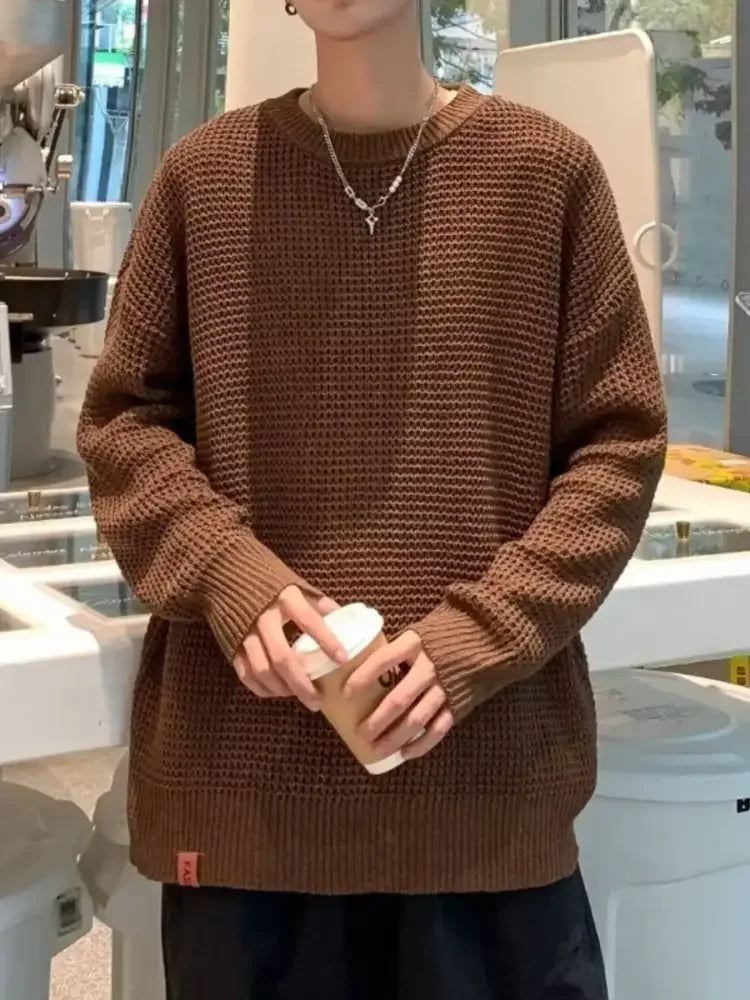 Men's Plus Size Round Neck Long Sleeve Sweater