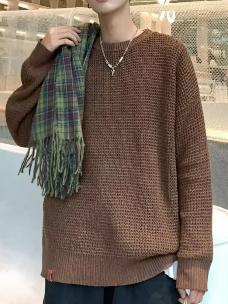 Men's Plus Size Round Neck Long Sleeve Sweater