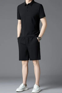 Men's Plus Size Short Sleeve Polo and Shorts Set