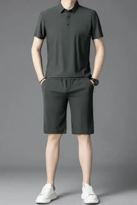 Men's Plus Size Short Sleeve Polo and Shorts Set