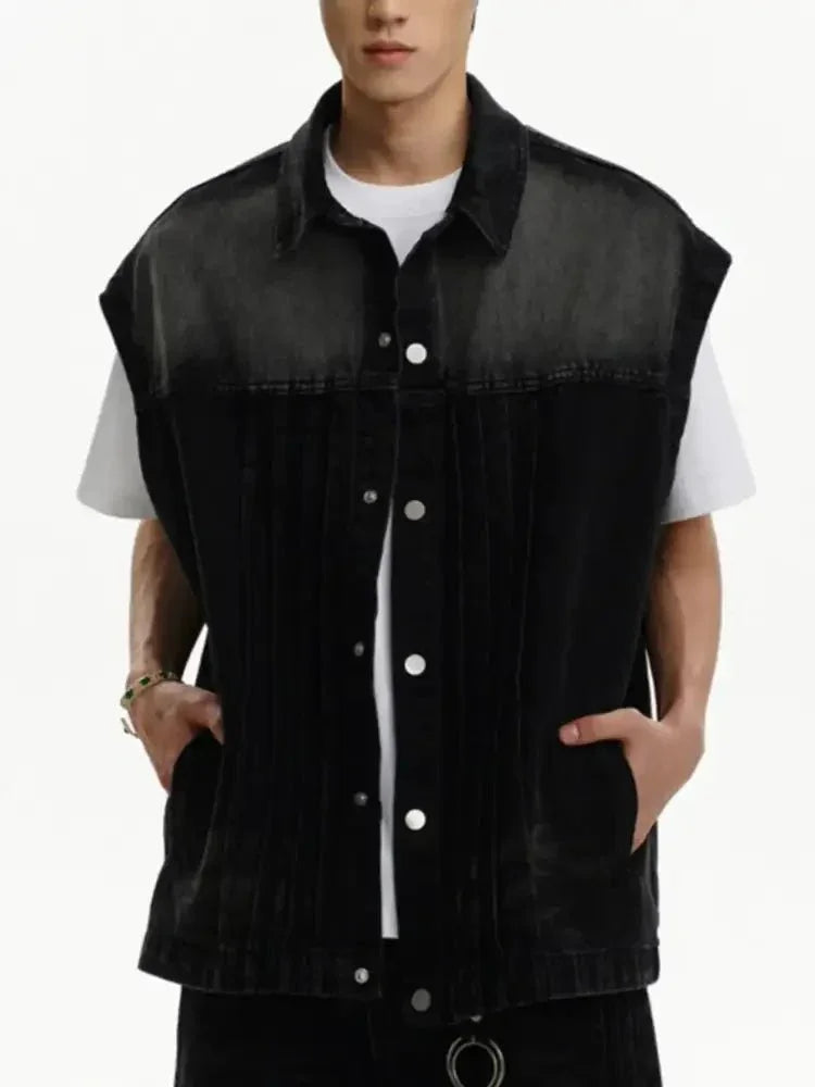 Men's Plus Size Sleeveless Vintage Washed Denim Jacket - Update AvenueTrendsi100400720703295100400720703295Men's Plus Size Sleeveless Vintage Washed Denim JacketBlack