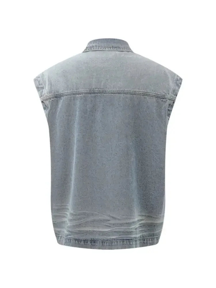 Men's Plus Size Sleeveless Vintage Washed Denim Jacket - Update AvenueTrendsi100400720707963100400720707963Men's Plus Size Sleeveless Vintage Washed Denim JacketLight Blue