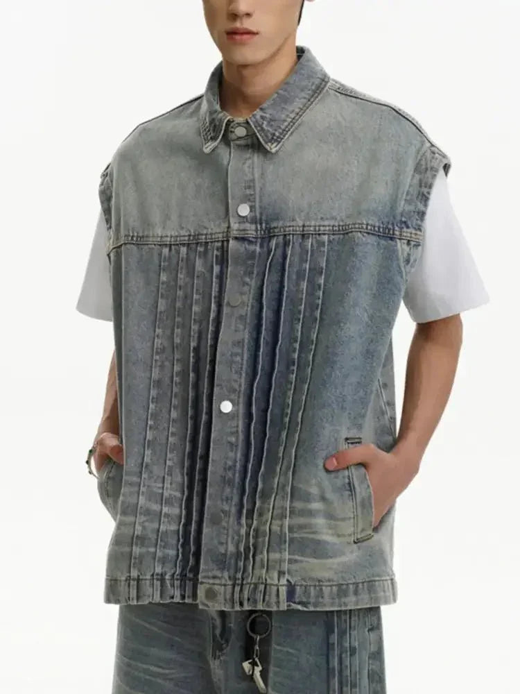 Men's Plus Size Sleeveless Vintage Washed Denim Jacket - Update AvenueTrendsi100400720707963100400720707963Men's Plus Size Sleeveless Vintage Washed Denim JacketLight Blue