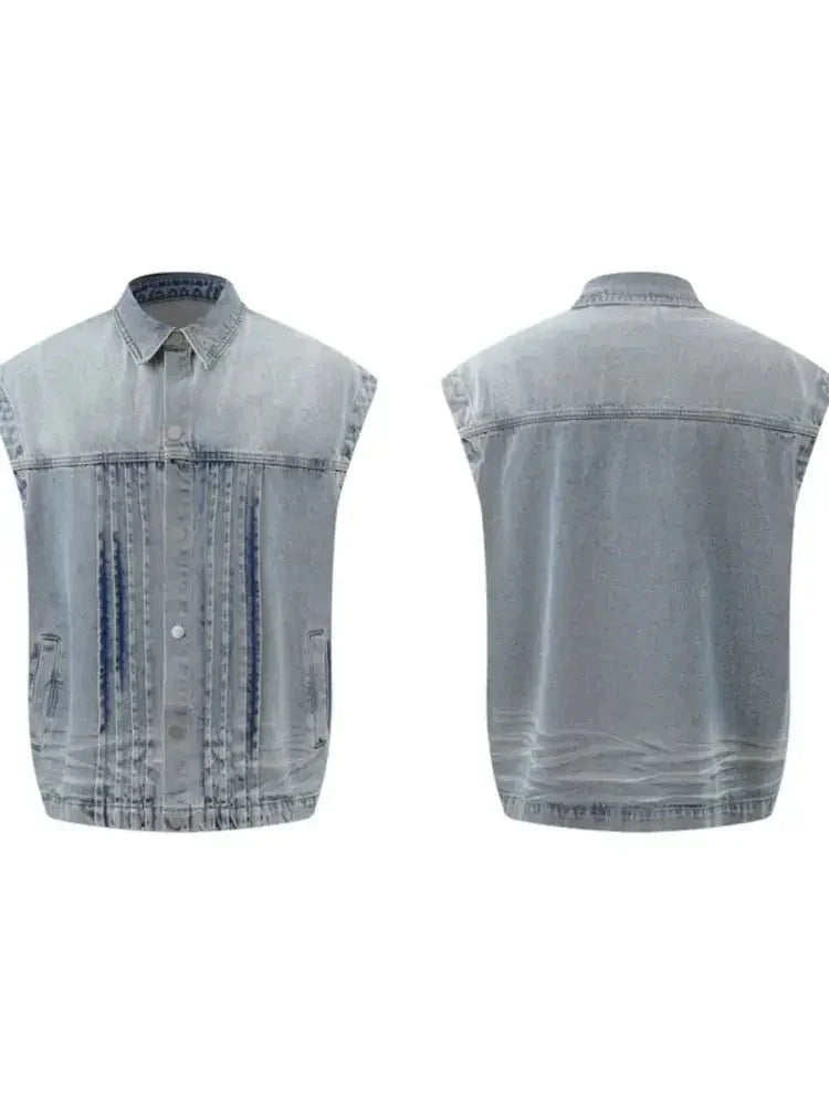 Men's Plus Size Sleeveless Vintage Washed Denim Jacket - Update AvenueTrendsi100400720707963100400720707963Men's Plus Size Sleeveless Vintage Washed Denim JacketLight Blue