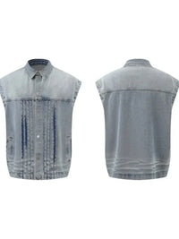 Men's Plus Size Sleeveless Vintage Washed Denim Jacket - Update AvenueTrendsi100400720707963100400720707963Men's Plus Size Sleeveless Vintage Washed Denim JacketLight Blue