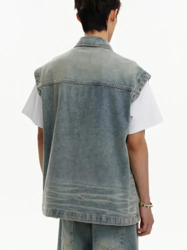 Men's Plus Size Sleeveless Vintage Washed Denim Jacket - Update AvenueTrendsi100400720707963100400720707963Men's Plus Size Sleeveless Vintage Washed Denim JacketLight Blue