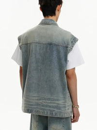 Men's Plus Size Sleeveless Vintage Washed Denim Jacket - Update AvenueTrendsi100400720707963100400720707963Men's Plus Size Sleeveless Vintage Washed Denim JacketLight Blue