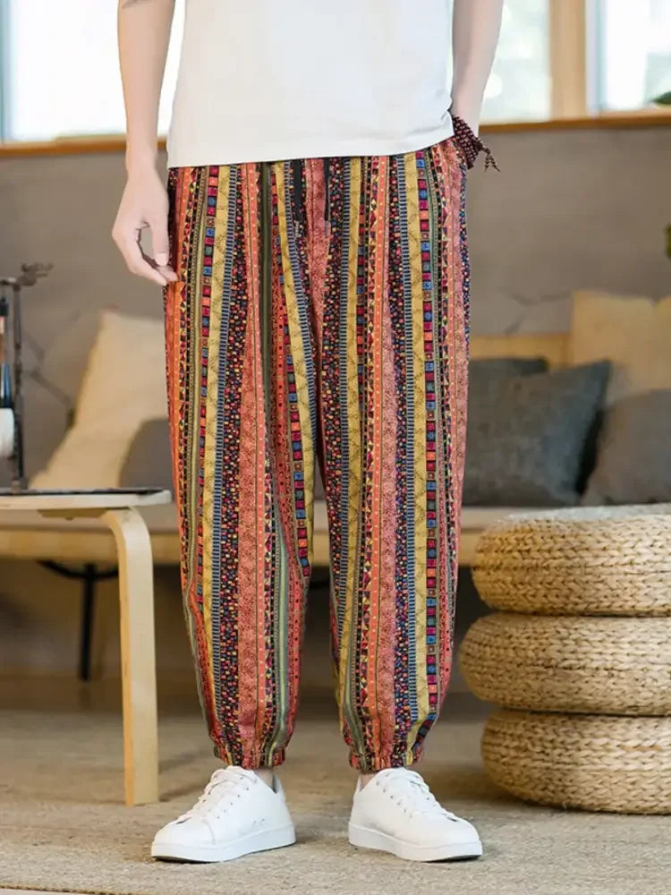 Men's Plus Size Striped Loose Fit Joggers